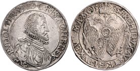 Münzen Römisch Deutsches Reich - Habsburgische Erb- und Kronlande Rudolph II. 1576 - 1612
 Taler 1585 Joachimsthal. 28,74g. MzA. Seite 71, Hal. 393 s...