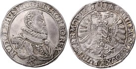 Münzen Römisch Deutsches Reich - Habsburgische Erb- und Kronlande Rudolph II. 1576 - 1612
 Taler 1609 Kuttenberg. 28,67g. MzA. Seite 95 (Mm. P. Skret...