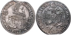 Münzen Römisch Deutsches Reich - Habsburgische Erb- und Kronlande Rudolph II. 1576 - 1612
 Taler 1604 NB Nagybanya. 27,89g. MzA. Seite 90. Zainende v...