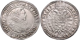 Münzen Römisch Deutsches Reich - Habsburgische Erb- und Kronlande Rudolph II. 1576 - 1612
 Taler 1619 Wien. 28,13g. MzA. Seite 107 (Mm. Isaias Jessen...