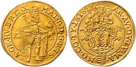 Münzen Römisch Deutsches Reich - Habsburgische Erb- und Kronlande Rudolph II. 1576 - 1612
 Dukat 1618 KB Kremnitz. 3,44g. MzA. Seite 105 (Mm. Georg F...