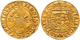 Münzen Römisch Deutsches Reich - Habsburgische Erb- und Kronlande Ferdinand II. als Erzherzog 1592 - 1619
 Dukat 1615 Klagenfurt. 3,45g. MzA. Seite 1...