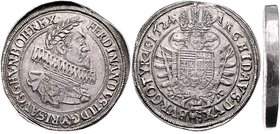 Münzen Römisch Deutsches Reich - Habsburgische Erb- und Kronlande Ferdinand II. 1619 - 1637
 2 Taler 1624 Wien. 57,80g. Her. 290 var. Zainende ss+