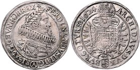 Münzen Römisch Deutsches Reich - Habsburgische Erb- und Kronlande Ferdinand II. 1619 - 1637
 Taler 1624 Wien. 28,87g. Her. 370b ss/vz