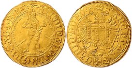 Münzen Römisch Deutsches Reich - Habsburgische Erb- und Kronlande Ferdinand II. 1619 - 1637
 2 Dukaten 1632 St. Veit. 6,89g. Her. 132. Kratzer f.vz