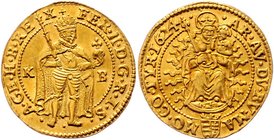 Münzen Römisch Deutsches Reich - Habsburgische Erb- und Kronlande Ferdinand II. 1619 - 1637
 Dukat 1624 KB Kremnitz. 3,42g. Her. 231 var. vz/stgl