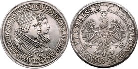 Münzen Römisch Deutsches Reich - Habsburgische Erb- und Kronlande Erzherzog Leopold 1619 - 1632
 2 Taler o. J. (1635) Hochzeit Medici. Hall. 56,55g. ...