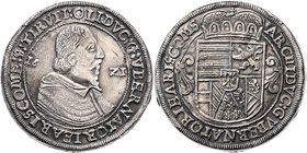 Münzen Römisch Deutsches Reich - Habsburgische Erb- und Kronlande Erzherzog Leopold 1619 - 1632
 Taler 1621 Balkanbeischlag. Hall. 24,95g. MzA.-, Enz...
