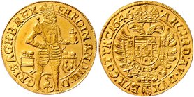 Münzen Römisch Deutsches Reich - Habsburgische Erb- und Kronlande Ferdinand III. 1637 - 1657
 2 Dukaten 1646 Wien. 6,97g. Her. 125, Friedb. 231 vz