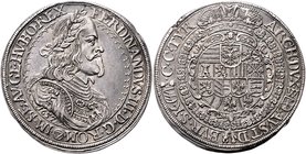 Münzen Römisch Deutsches Reich - Habsburgische Erb- und Kronlande Ferdinand III. 1637 - 1657
 Taler 1657 H-S Wien. 28,13g. Her. 392. win. Sf. f.vz/vz...