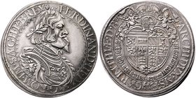 Münzen Römisch Deutsches Reich - Habsburgische Erb- und Kronlande Ferdinand III. 1637 - 1657
 Taler 1638 Mm. Hans Georg Perro. St. Veit. 28,24g. Her....