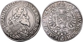 Münzen Römisch Deutsches Reich - Habsburgische Erb- und Kronlande Ferdinand III. 1637 - 1657
 Taler 1641 Mm. J. Wolker. Prag. 28,18g. Her. Av: 419, R...