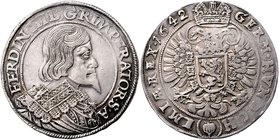 Münzen Römisch Deutsches Reich - Habsburgische Erb- und Kronlande Ferdinand III. 1637 - 1657
 Taler 1642 Mm. David Knobloch. Joachimsthal. 28,88g. He...