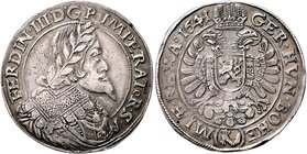 Münzen Römisch Deutsches Reich - Habsburgische Erb- und Kronlande Ferdinand III. 1637 - 1657
 Taler 1641 Mm. J.V. Geronis. Kuttenberg. 29,02g. Her. 4...