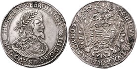 Münzen Römisch Deutsches Reich - Habsburgische Erb- und Kronlande Ferdinand III. 1637 - 1657
 2 Taler 1644 KB fehlt im Wiener Münzkabinett. Kremnitz....