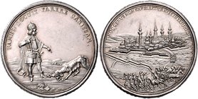 Münzen Römisch Deutsches Reich - Habsburgische Erb- und Kronlande Leopold I. 1657 - 1705
 Ag Medaille 1690 mit Signatur F, auf die Einnahme von Kanis...