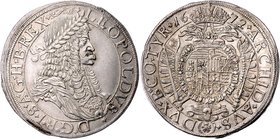 Münzen Römisch Deutsches Reich - Habsburgische Erb- und Kronlande Leopold I. 1657 - 1705
 Taler 1672 Wien. 28,08g. Her. 589 f.vz/vz