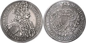 Münzen Römisch Deutsches Reich - Habsburgische Erb- und Kronlande Leopold I. 1657 - 1705
 Taler 1705 Wien. 28,55g. Her. 618 f.vz/vz