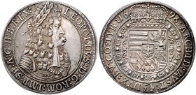 Münzen Römisch Deutsches Reich - Habsburgische Erb- und Kronlande Leopold I. 1657 - 1705
 Taler 1696 IAK Hall. 28,95g. Her. 644 stgl