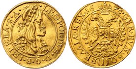 Münzen Römisch Deutsches Reich - Habsburgische Erb- und Kronlande Leopold I. 1657 - 1705
 5 Dukaten 1676 Mm. Ant. Janinalli. Prag. 17,18g. Her. 108. ...