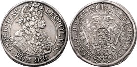 Münzen Römisch Deutsches Reich - Habsburgische Erb- und Kronlande Leopold I. 1657 - 1705
 Taler 1695 Mm. Christoph Kroh. Kuttenberg. 28,48g. Her. 665...