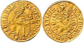 Münzen Römisch Deutsches Reich - Habsburgische Erb- und Kronlande Leopold I. 1657 - 1705
 Dukat 1692 aus 1690 KB Kremnitz. 3,48g. Her. 358. gewellt v...