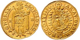 Münzen Römisch Deutsches Reich - Habsburgische Erb- und Kronlande Leopold I. 1657 - 1705
 Dukat 1694 KB Kremnitz. 3,45g. Her. 360var. vz/stgl