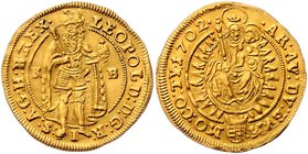 Münzen Römisch Deutsches Reich - Habsburgische Erb- und Kronlande Leopold I. 1657 - 1705
 Dukat 1702 KB Kremnitz. 3,47g. Her. 368 ss+