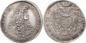 Münzen Römisch Deutsches Reich - Habsburgische Erb- und Kronlande Leopold I. 1657 - 1705
 Taler 1691 KB Kremnitz. 28,28g. Her.-, Husz. 1372var. vz