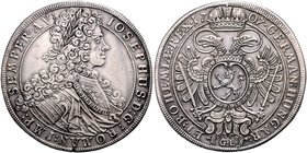 Münzen Römisch Deutsches Reich - Habsburgische Erb- und Kronlande Joseph I. 1705 - 1711
 Taler 492 Prag. 28,66g. Her. 135. kleiner Schrötlingsfehler ...