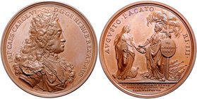 Münzen Römisch Deutsches Reich - Habsburgische Erb- und Kronlande Carl VI. 1712 - 1740
 Bronzemedaille 1718 von D. Warou und H. Fuchs, auf den Friede...