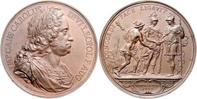 Münzen Römisch Deutsches Reich - Habsburgische Erb- und Kronlande Carl VI. 1712 - 1740
 Bronzemedaille 1725 auf den Frieden mit Spanien in Wien, von ...