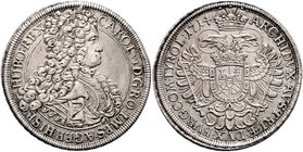 Münzen Römisch Deutsches Reich - Habsburgische Erb- und Kronlande Carl VI. 1712 - 1740
 Taler 1714 Wien. 28,64g. Her. 290 ss/vz