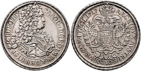 Münzen Römisch Deutsches Reich - Habsburgische Erb- und Kronlande Carl VI. 1712 - 1740
 Taler 1717 Wien. 28,46g. Her. 294 vz/vz+