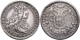 Münzen Römisch Deutsches Reich - Habsburgische Erb- und Kronlande Carl VI. 1712 - 1740
 1/2 Taler 1728 Graz. 14,38g. Her. 479. Schrötlingsfehler im A...