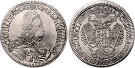 Münzen Römisch Deutsches Reich - Habsburgische Erb- und Kronlande Carl VI. 1712 - 1740
 2 Taler o.J. Hall. 57,16g. Her. 281. Avers leicht rauh vz/stg...