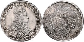 Münzen Römisch Deutsches Reich - Habsburgische Erb- und Kronlande Carl VI. 1712 - 1740
 Taler 1714 Hall. 28,22g. Her. 333 vz/stgl