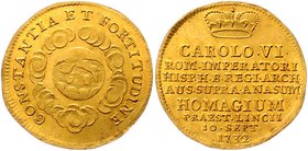 Münzen Römisch Deutsches Reich - Habsburgische Erb- und Kronlande Carl VI. 1712 - 1740
 2 Dukaten 1732 auf die Huldigung der Stände von Oberösterreic...