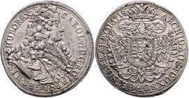 Münzen Römisch Deutsches Reich - Habsburgische Erb- und Kronlande Carl VI. 1712 - 1740
 Taler 1718 Prag. 28,58g. Her. 371. übliche kleine Schrötlings...