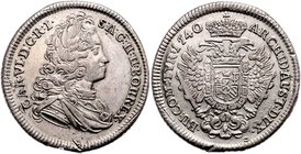 Münzen Römisch Deutsches Reich - Habsburgische Erb- und Kronlande Carl VI. 1712 - 1740
 1/2 Taler 1740 Geprägt 1742 von der bayerisch-französischen B...