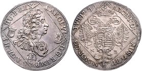 Münzen Römisch Deutsches Reich - Habsburgische Erb- und Kronlande Carl VI. 1712 - 1740
 1/4 Taler 1734 NB Nagybanya. 7,27g. Her. 620 vz/stgl