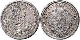 Münzen Römisch Deutsches Reich - Habsburgische Erb- und Kronlande Carl VI. 1712 - 1740
 1/2 Taler 1713 Breslau. 14,16g. Her. 516 (mit Kettenrand), F....