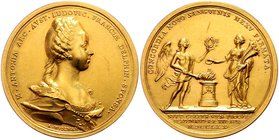 Münzen Römisch Deutsches Reich - Habsburgische Erb- und Kronlande Maria Theresia 1740 - 1780
 Au - Medaille 1770 zu 6 1/2 Dukaten, auf die Vermählung...