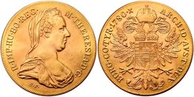 Münzen Römisch Deutsches Reich - Habsburgische Erb- und Kronlande Maria Theresia 1740 - 1780
 Goldabschlag vom Taler 1780 SF zu ca. 20 Dukaten, mit g...