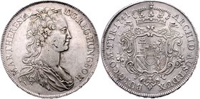 Münzen Römisch Deutsches Reich - Habsburgische Erb- und Kronlande Maria Theresia 1740 - 1780
 Taler 1741 Wien. 28,86g. Her. 12, Eyp. 389 ss/vz
