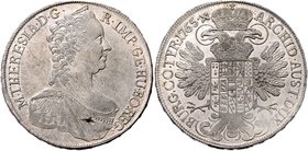 Münzen Römisch Deutsches Reich - Habsburgische Erb- und Kronlande Maria Theresia 1740 - 1780
 Taler 1765 Wien. 28,07g. Her. 414 var., Eyp. 73. Stempe...