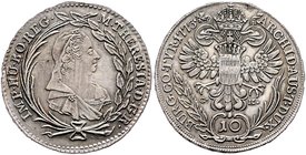 Münzen Römisch Deutsches Reich - Habsburgische Erb- und Kronlande Maria Theresia 1740 - 1780
 10 Kreuzer 1773 C-K Einjahrestyp. Wien. 3,83g. Her. 114...