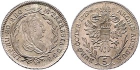 Münzen Römisch Deutsches Reich - Habsburgische Erb- und Kronlande Maria Theresia 1740 - 1780
 5 Kreuzer 1779 Wien. 2,23g. Her. 1290, Eyp. 217 vz/stgl...