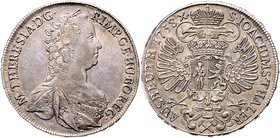 Münzen Römisch Deutsches Reich - Habsburgische Erb- und Kronlande Maria Theresia 1740 - 1780
 Taler 1758 Prag. Ausbeute der Grube Joachimsthal. 27,98...