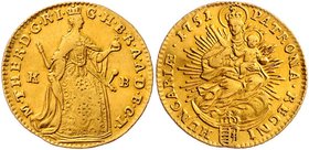 Münzen Römisch Deutsches Reich - Habsburgische Erb- und Kronlande Maria Theresia 1740 - 1780
 Dukat 1751 KB Kremnitz. 3,44g. Her. 244, Eyp. 251 ss+